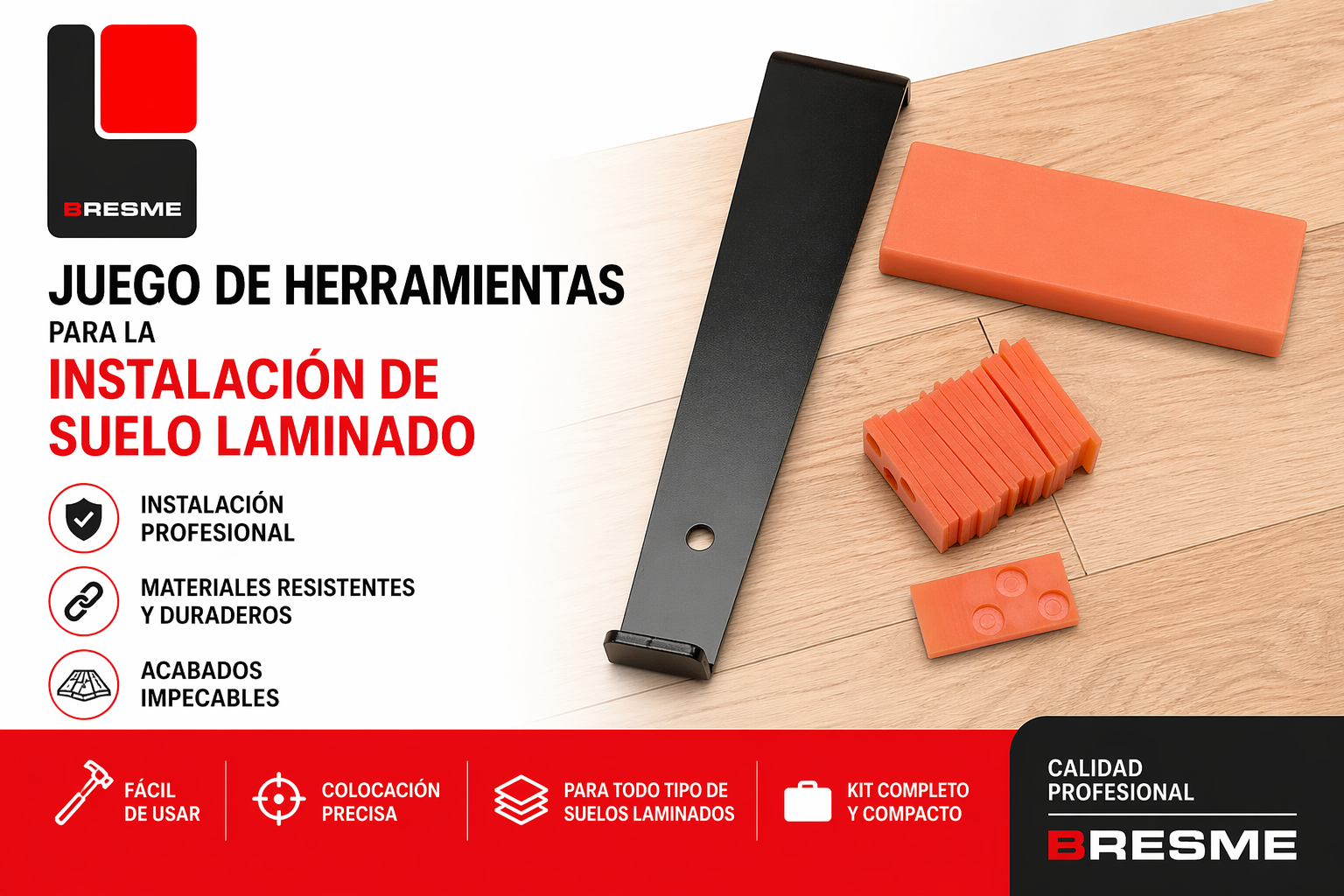 Juego de herramientas para instalación de suelo laminado de 22 piezas
